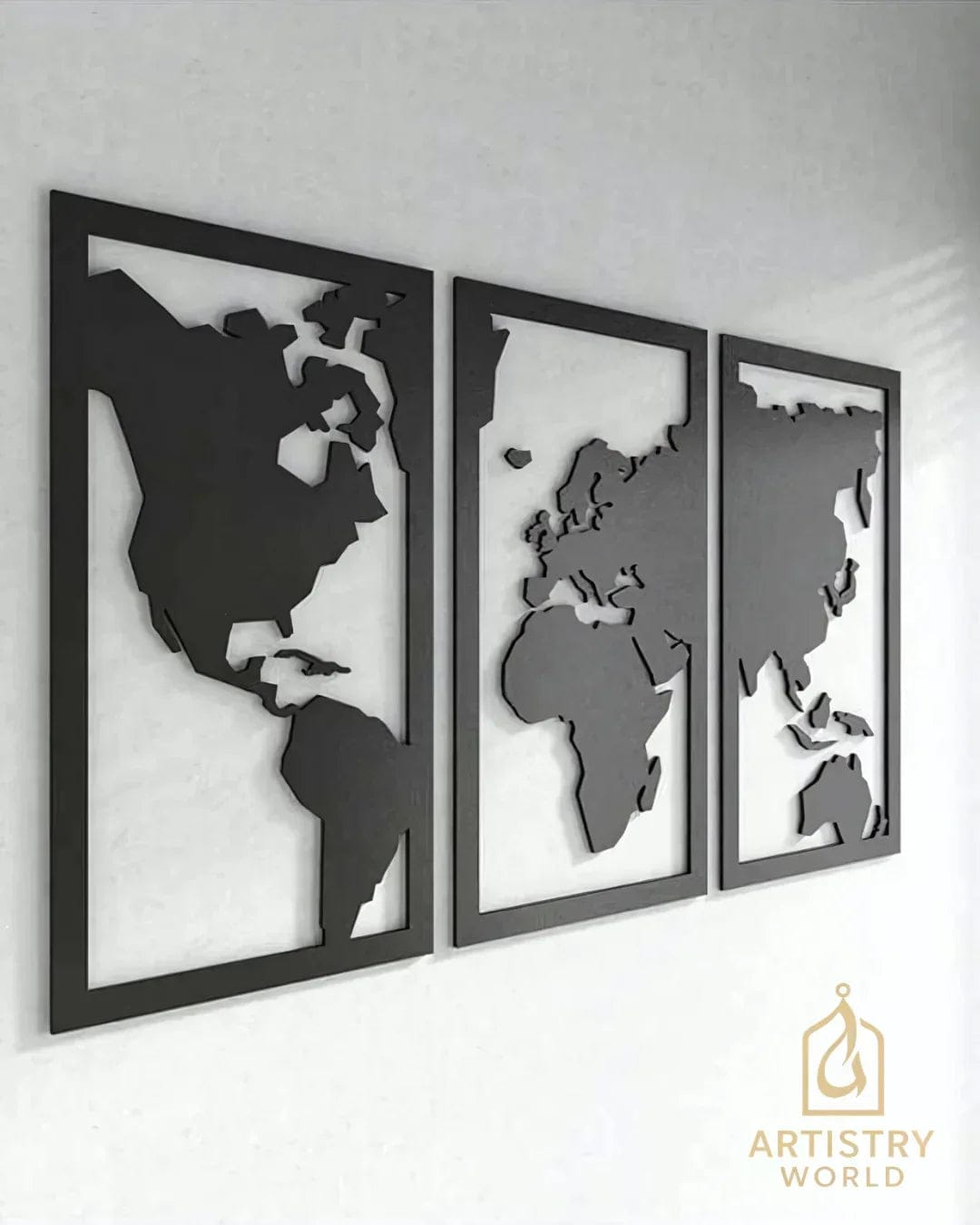 3 pieces World Map Wall Art