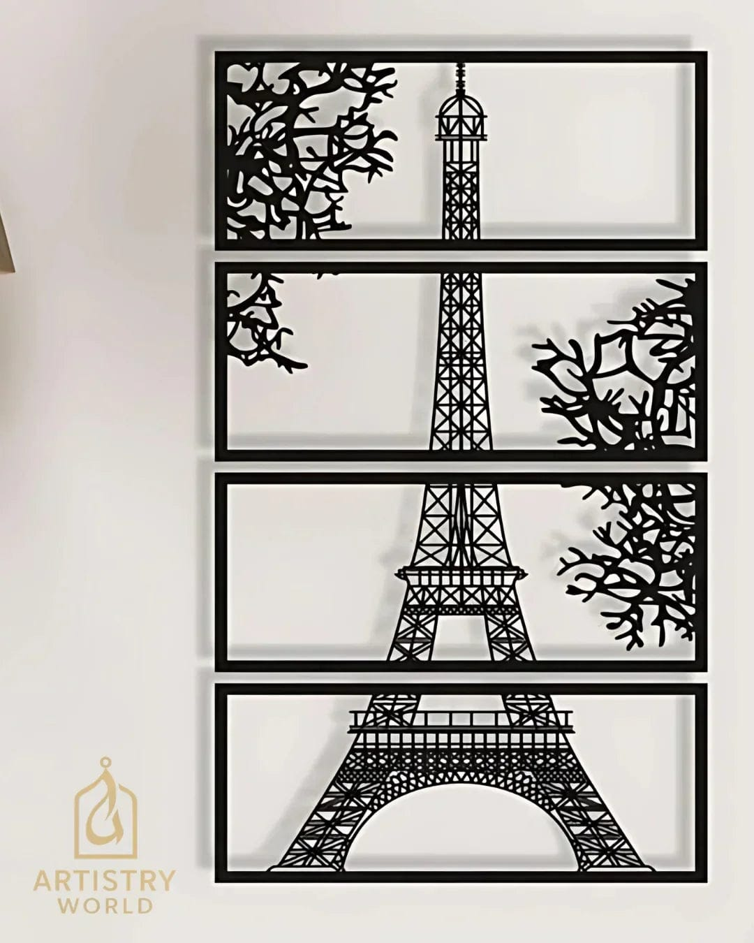 4 Pieces Eifel tower Wooden Wall Art