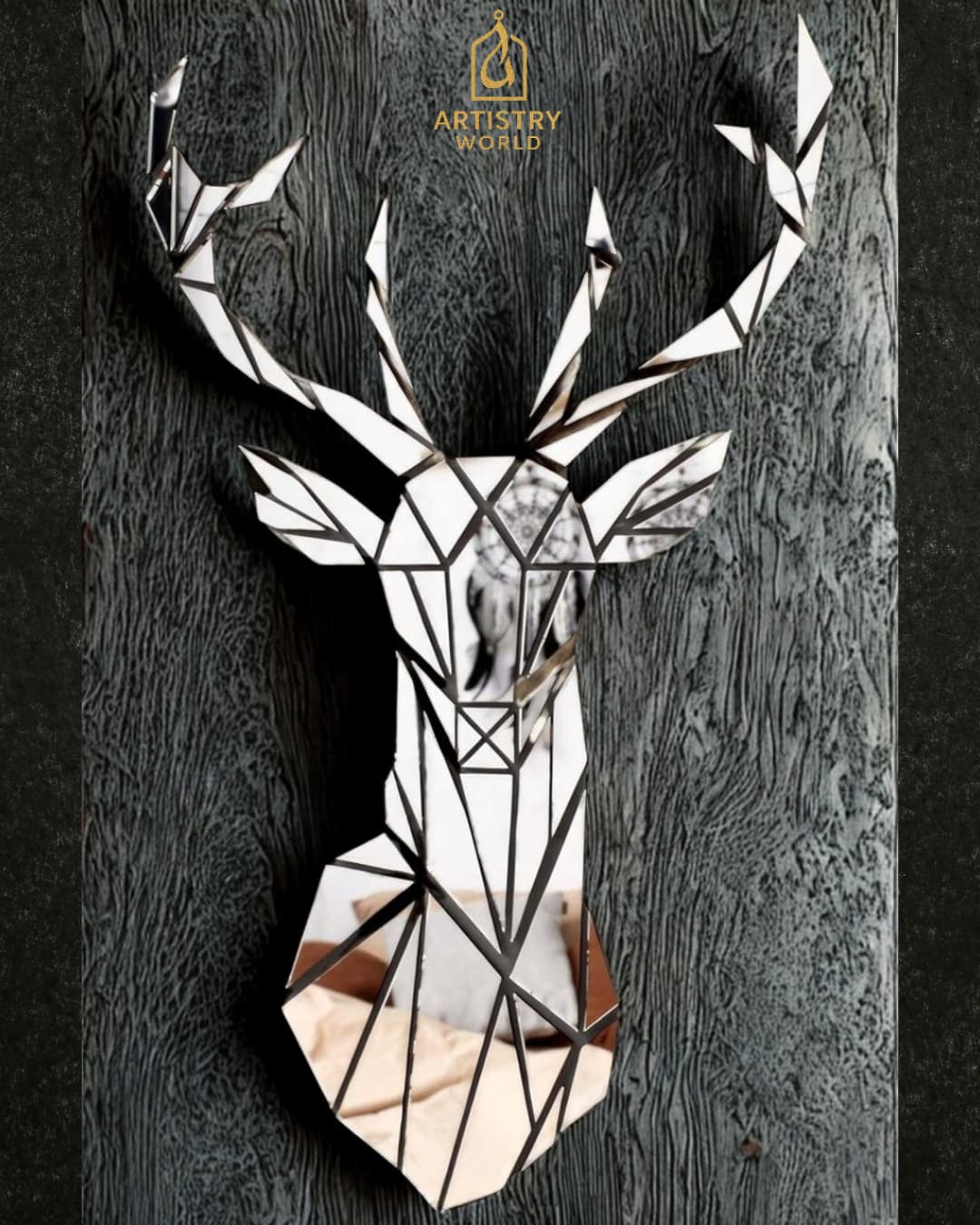 Geometric Stag Mirror – Wall Art