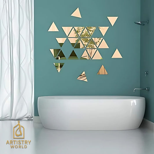 Acrylic Mirror Wall Art – Aesthetic Triangular Designs – Wall Decor