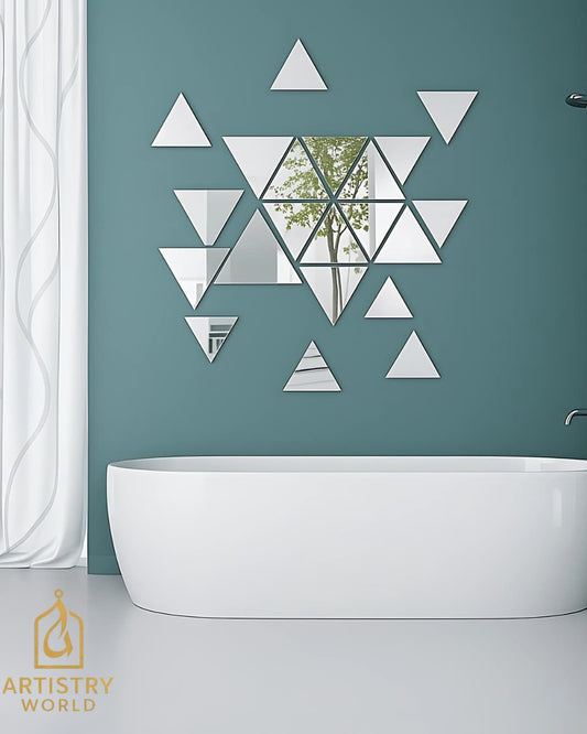 Acrylic Mirror Wall Art – Aesthetic Triangular Designs – Wall Decor
