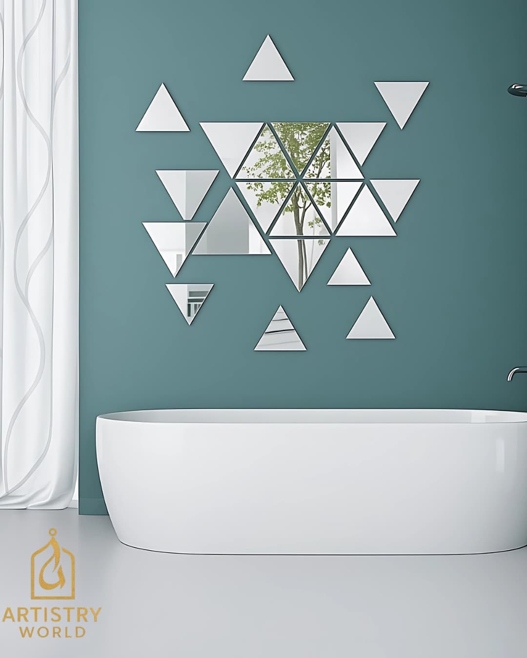 Acrylic Mirror Wall Art – Aesthetic Triangular Designs – Wall Decor