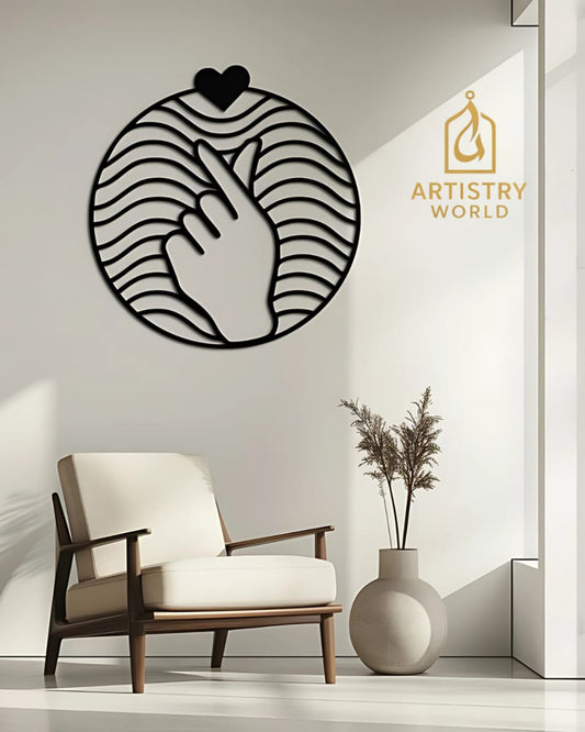 Korean Finger Heart – Wooden Wall Art – Beauty Charm - Artistry World