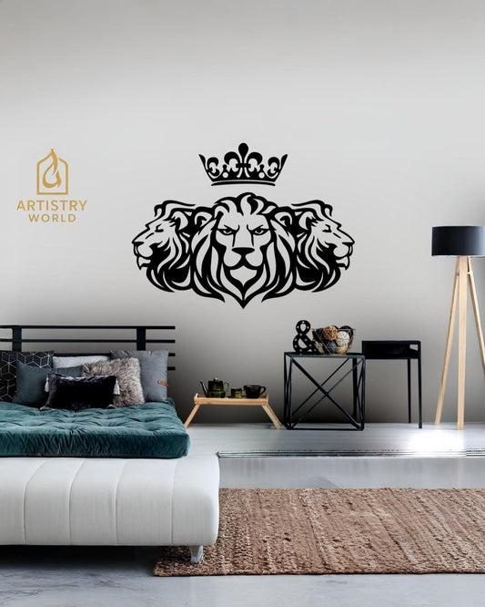 Kings Trio – Wooden Lion Majesty – Abstract Wall Art